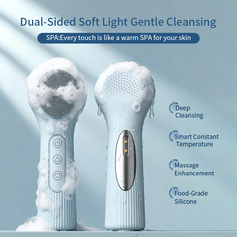 Silicone Face Scrubber Electric - シリコン製洗顔ブラシ 充電式 防水 ソニックフェイススクラバー 毛穴の奥まで洗浄し、優しく角質除去