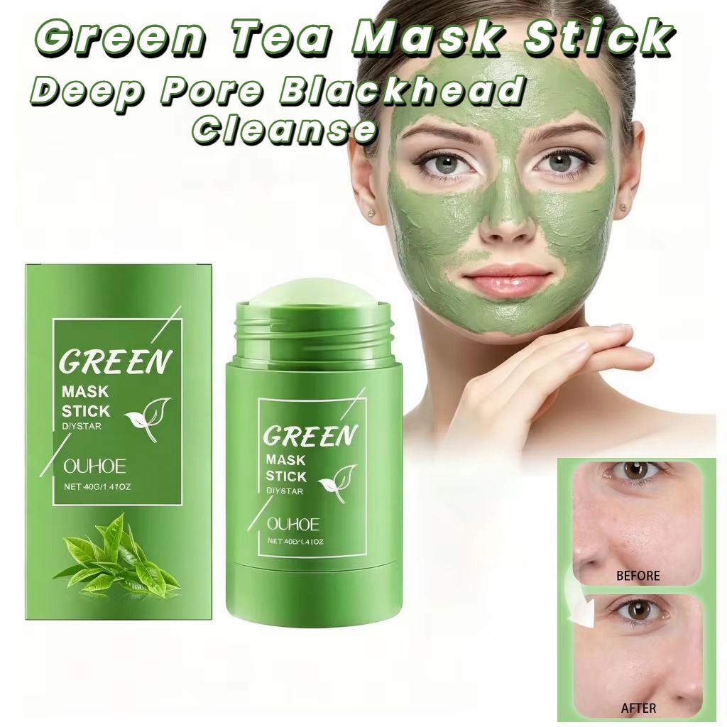 Green Tea Cleansing Clay Mask - 緑茶マスクスティック 顔用 毛穴の奥まで洗浄 黒ずみ除去 保湿クレイマスク 油分コントロール