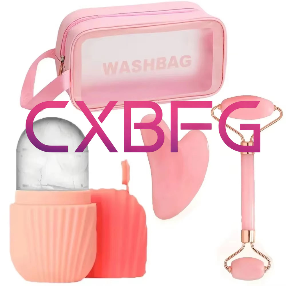 Face Ice Roller Puffiness - 4/1個入りフェイスマッサージセット ダブルヘッドローラー ハート型グアシャ アイスモールドローラー むくみ軽減 フェイススキンケアツール
