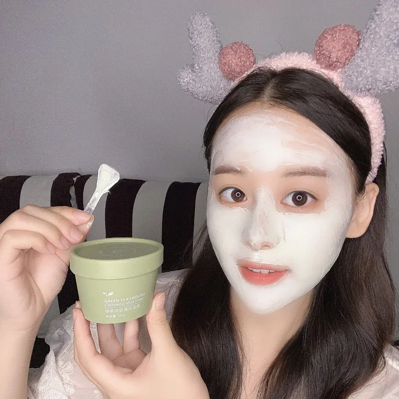 Green Tea Cleansing Clay Mask - 緑茶クレイマスクディープクレンジングマスクパウダー毛穴縮小除去にきび保湿ピールマスクフェイシャルスキンケア