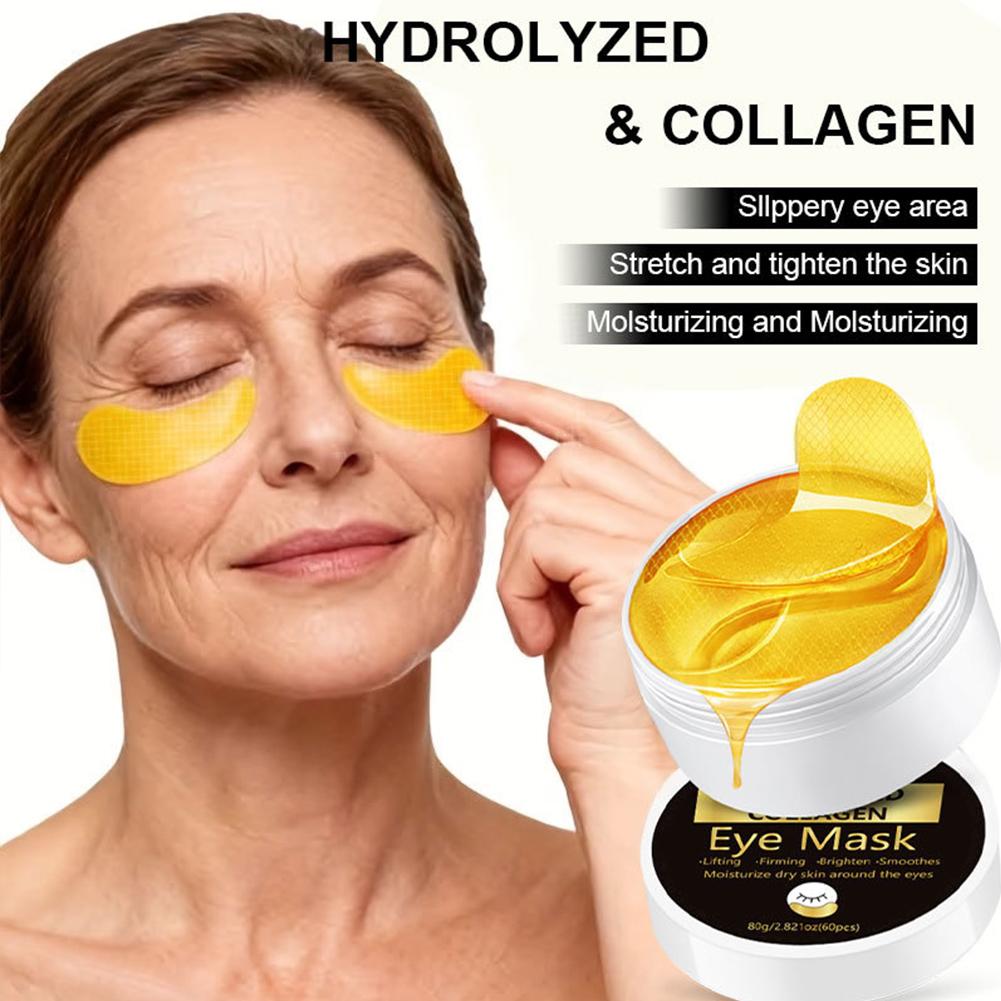 Collagen Under Eye Patches - レチノールコラーゲンゴールドジェルアイマスクパッチ、保湿効果で目元を明るくし、むくみやシワを軽減、アンチエイジングアイケア