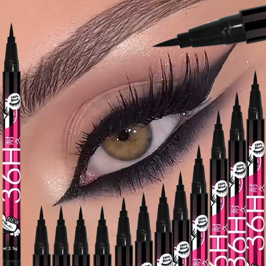 Waterproof Liquid Eyeliner Pen - 1/5/12 個黒液体アイライナーセット防水速乾超微細スムーズアイライナーペンシルペンメイクアップ化粧品美容ツール