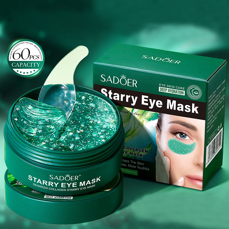 Collagen Under Eye Patches - 60枚/箱 海藻コラーゲンアイマスク、昆布エキスとコラーゲン配合、しわを軽減し、くまを改善します。