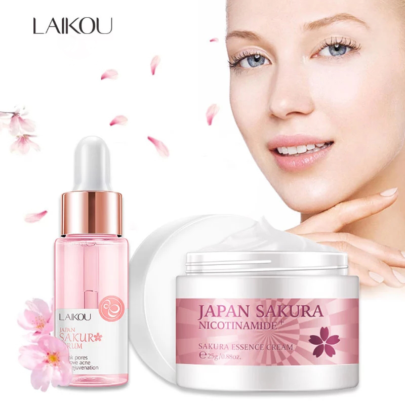 Niacinamide Pore Shrinking Essence - LAIKOU 桜血清とコラーゲンフェイスクリーム桜エッセンス保湿美白毛穴縮小フェイスケアセット