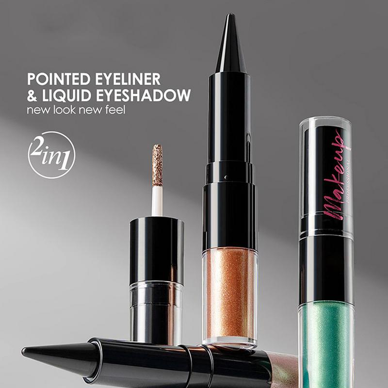 Waterproof Liquid Eyeliner Pen - 2 in1 カラフルな液体アイシャドウダイヤモンドシャイニーアイライナーペンギルターアイシャドウメイクアップ長期的なきらめき