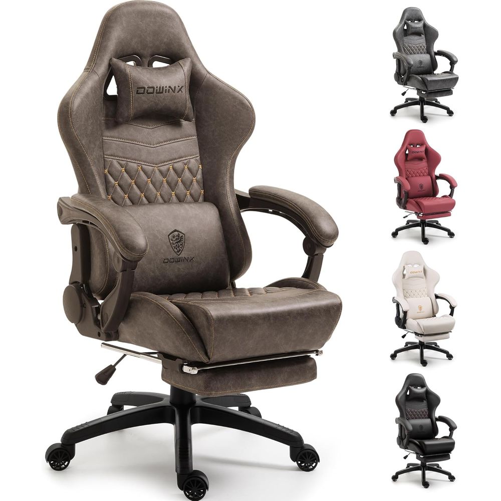 Massage - ビッグ＆トール ヴィンテージ ゲーミングチェア 大人用、耐荷重400ポンド、頑丈な人間工学に基づいたコンピューターチェア、マッサージ機能付き腰椎サポート、フットレスト＆イージー機能搭載