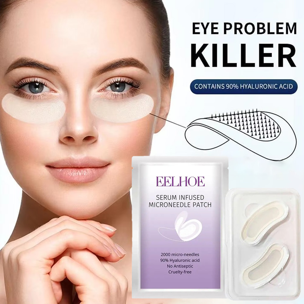 Collagen Under Eye Patches - 1 ペアのマイクロニードル アイパッチ マスク シワ防止パッチ コラーゲン配合で深い水分補給で目尻のしわやむくみを滑らかにします