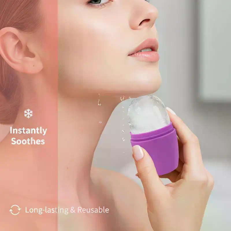 Face Ice Roller Puffiness - シリコン製アイスローラー 顔と目元用 再利用可能なフェイシャルマッサージャー 冷却療法 スキンケアツール むくみ軽減