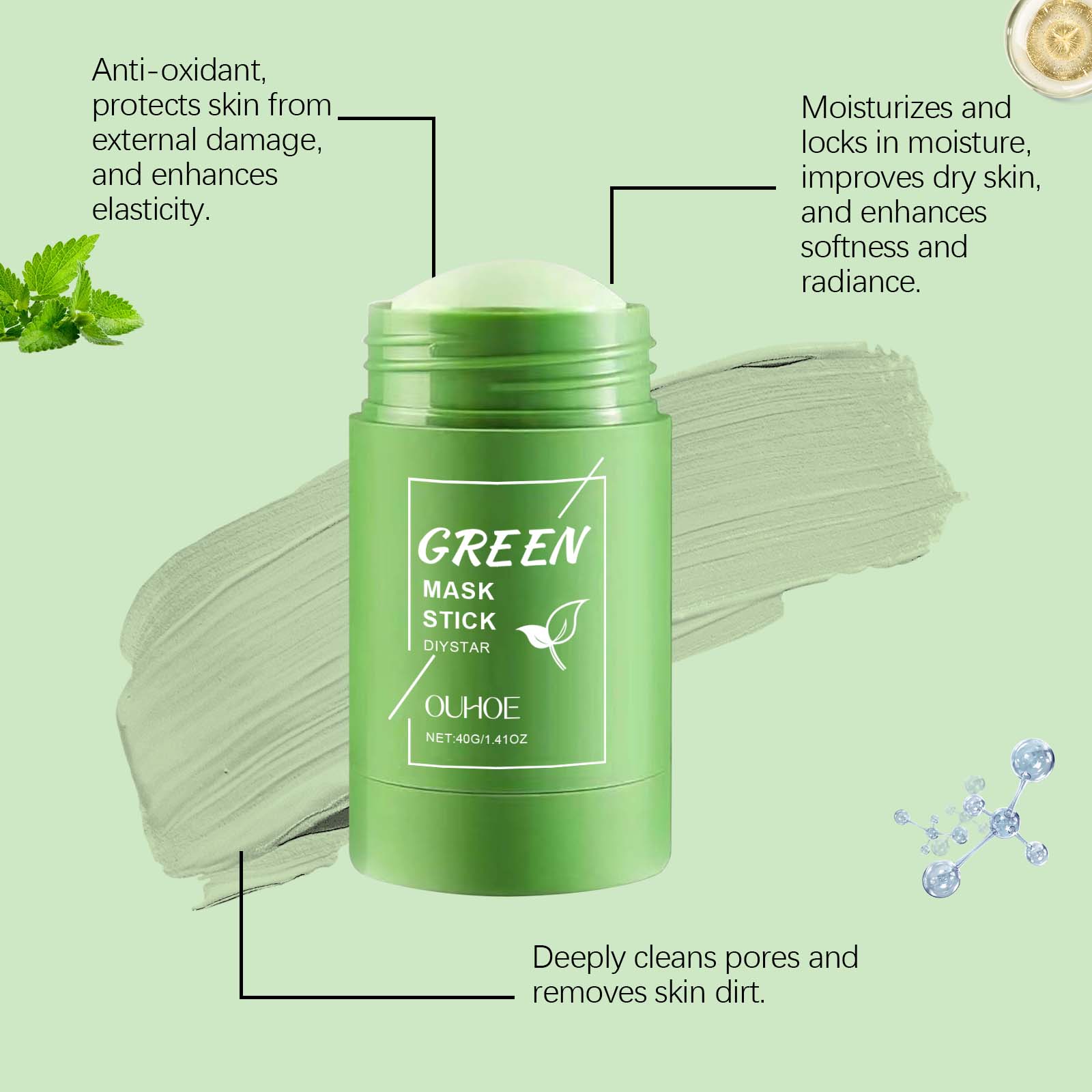 緑茶マスクスティック 顔用 毛穴の奥まで洗浄 黒ずみ除去 保 - Green Tea Cleansing Clay Mask のレビューと価格