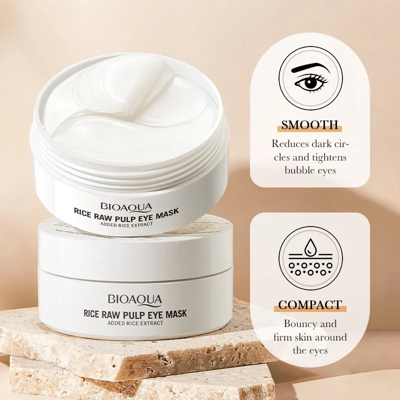 バイオアクア ライスアイマスク 60枚入り - クマを軽減し - Collagen Under Eye Patches のレビューと価格