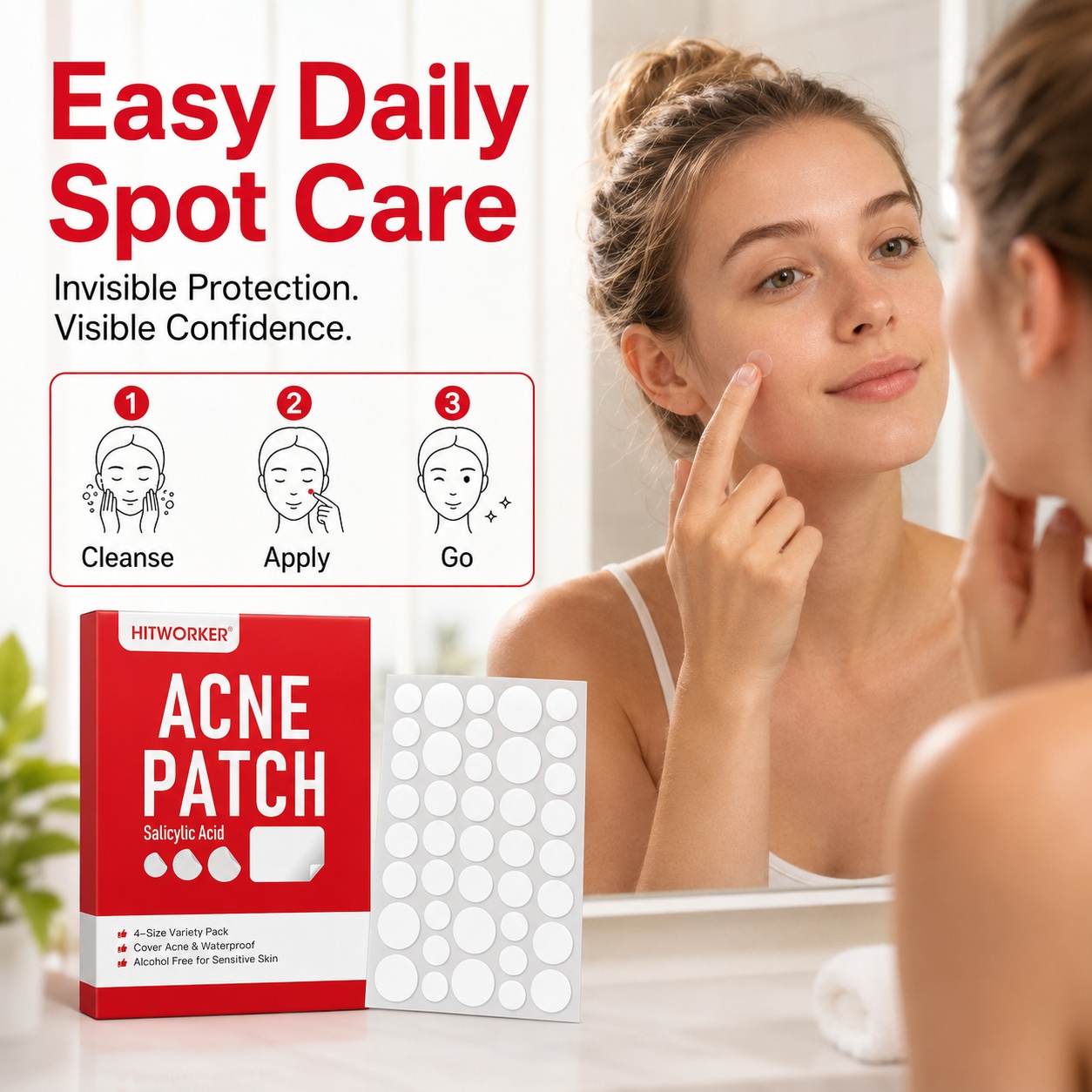 ハイドロコロイドニキビパッチ、510枚入り、4サイズ – 高 - Hydrocolloid Pimple Patch のレビューと価格