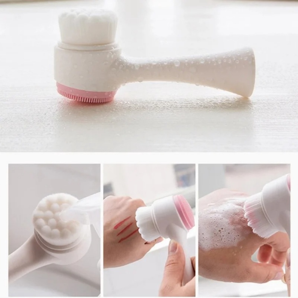 3D両面シリコン製洗顔ブラシ、柔らかい毛先の洗顔ツール、肌に - Silicone Face Scrubber Electric のレビューと価格