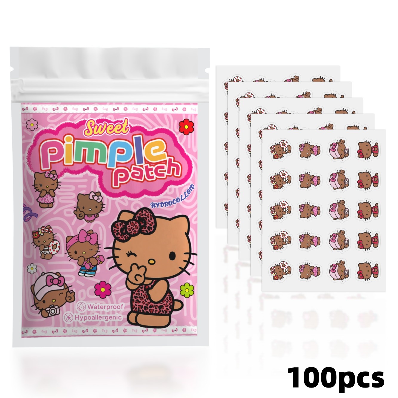100枚入り ハローキティ ニキビパッチ、顔用ニキビパッチ、 - Hydrocolloid Pimple Patch のレビューと価格