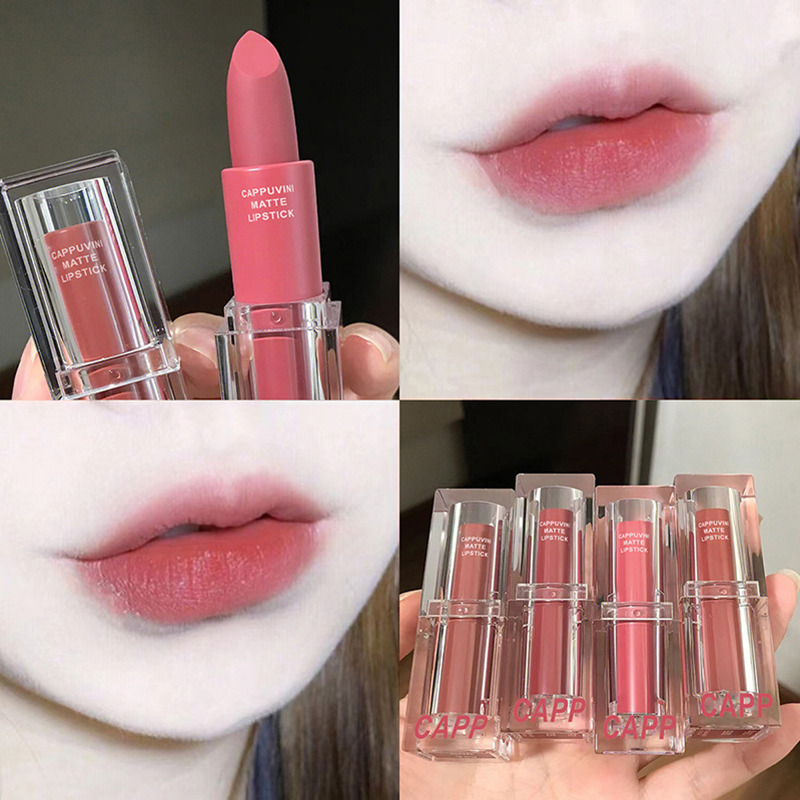 透明アクリル口紅 6 色リップスティックセクシーな女性ベルベ - Matte Velvet Lip Tint Long Lasting のレビューと価格