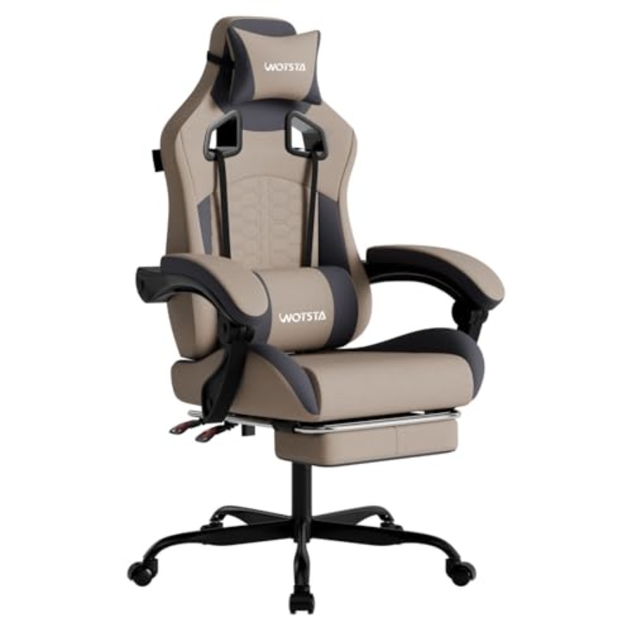 マッサージ機能付きゲーミングチェア。グレーのエルゴノミックデ - Massage のレビューと価格