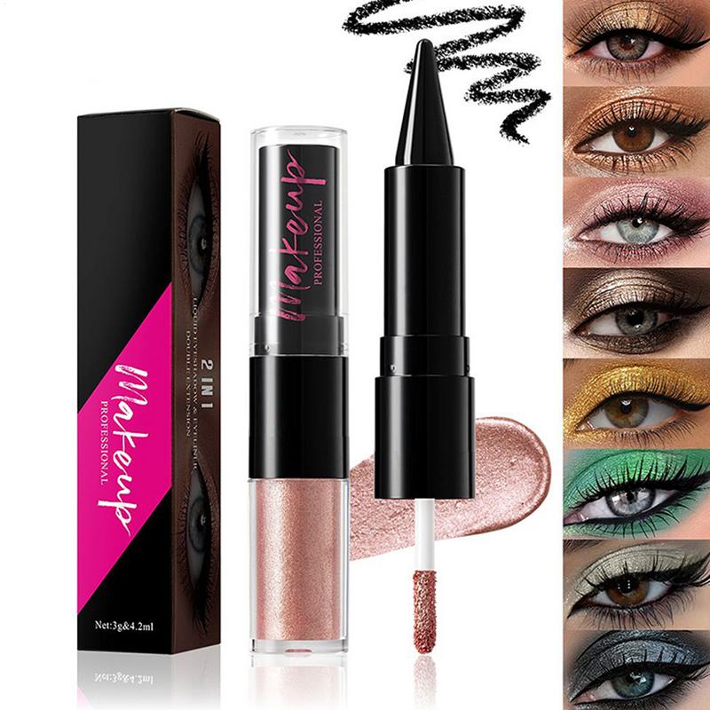 2 in1 カラフルな液体アイシャドウダイヤモンドシャイニー - Waterproof Liquid Eyeliner Pen のレビューと価格
