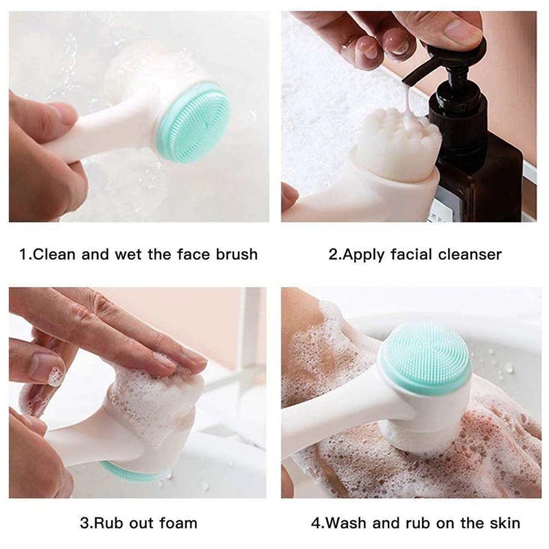 3D 両面手動洗顔ブラシソフトシリコン毛深い毛穴洗浄角質除去 - Silicone Face Scrubber Electric のレビューと価格