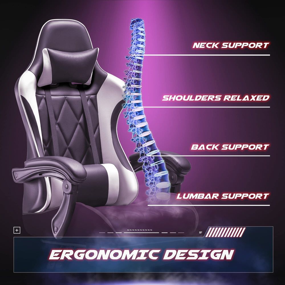 ゲーミングチェア、フットレストとマッサージランバーサポート付 - Massage のレビューと価格