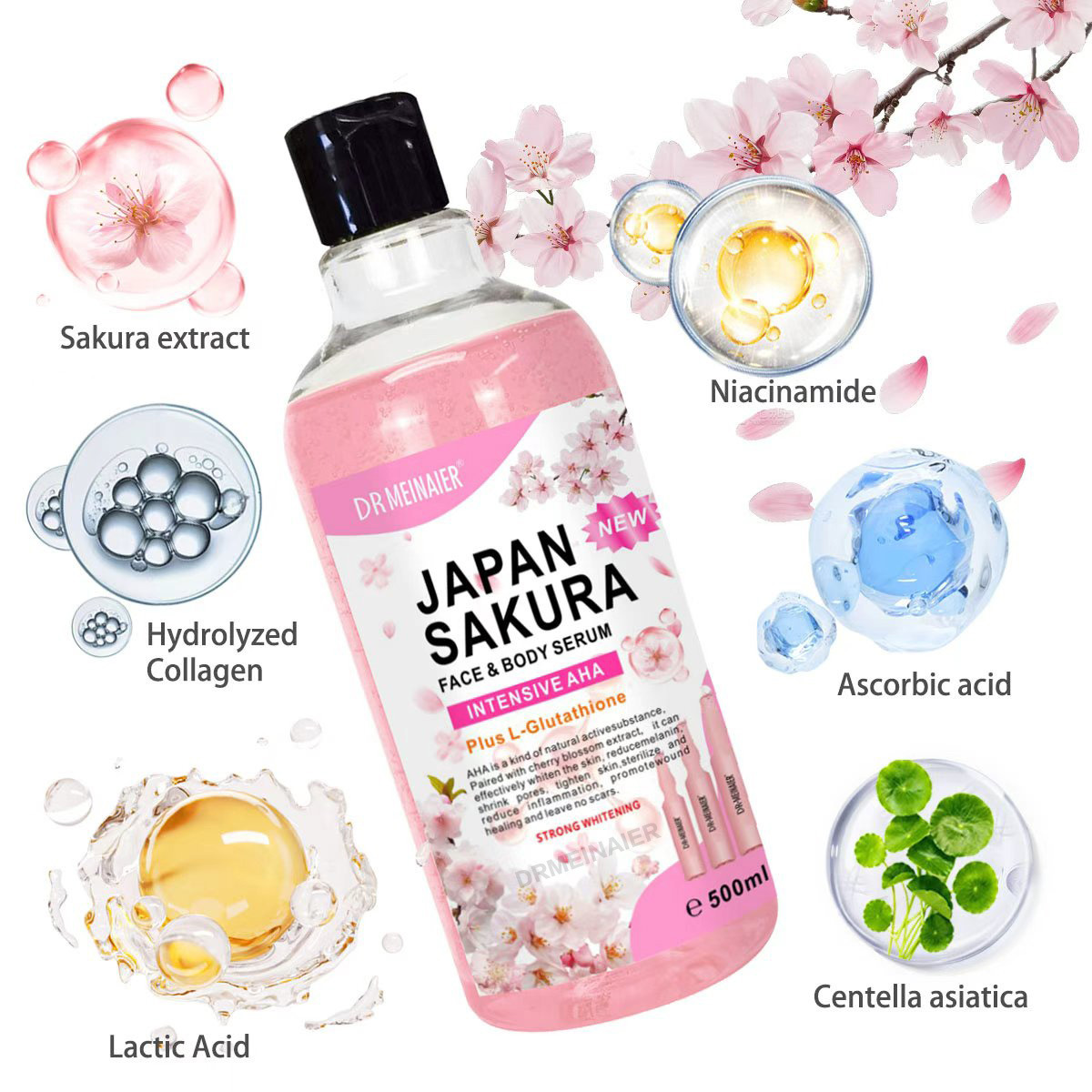 500ml 日本桜フェイスボディセラム 毛穴縮小 美白エッセ - Niacinamide Pore Shrinking Essence のレビューと価格