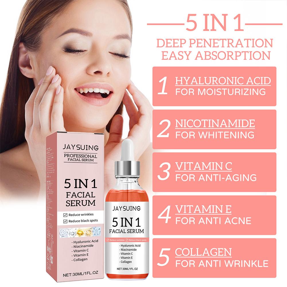 5 in 1 ビタミンC＆ヒアルロン酸フェイスセラム、引き締 - Hyaluronic Acid Facial Serum のレビューと価格