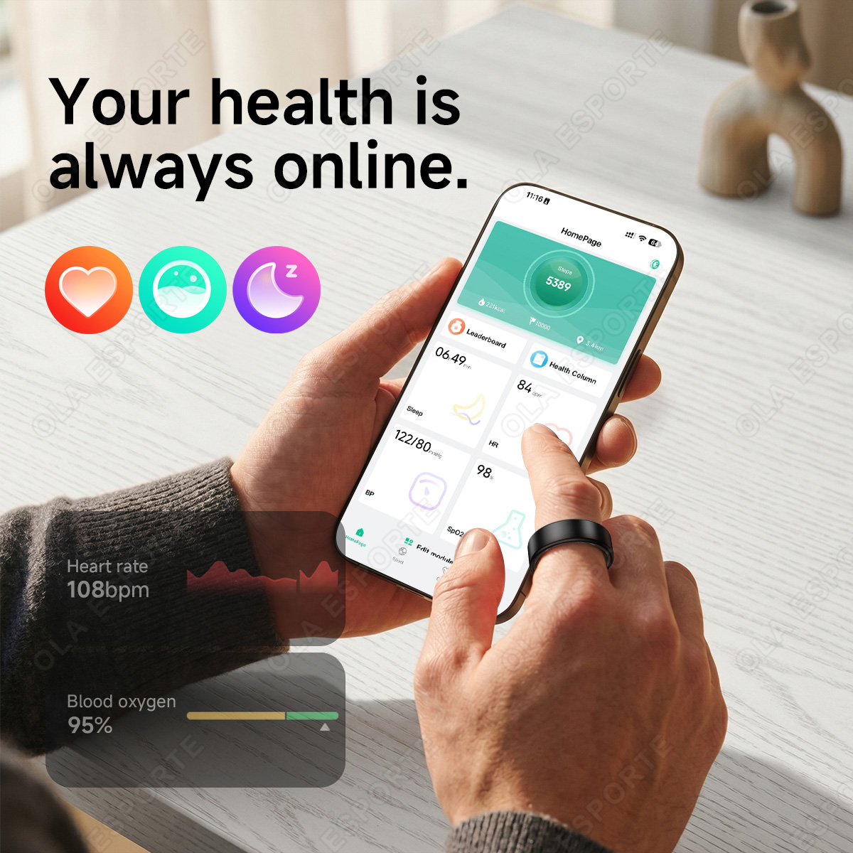 R10スマートリング 充電ケース付き マルチカラーリング 男 - Health Monitors のレビューと価格