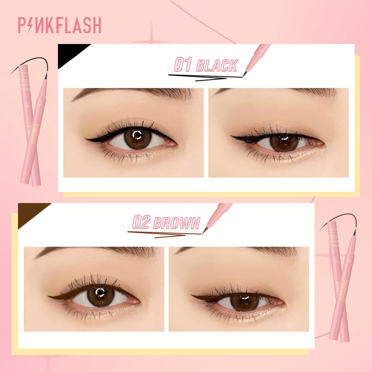 ピンクフラッシュ黒液体アイライナーペンシル防水長期的な速乾性 - Waterproof Liquid Eyeliner Pen のレビューと価格