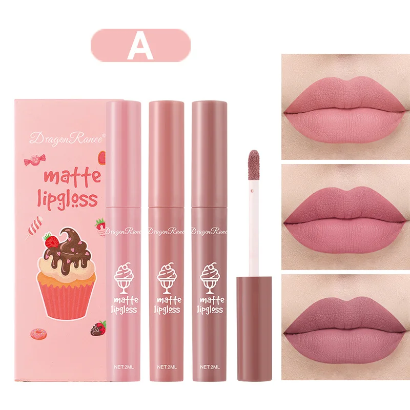 3 ピース/セットベルベットマットヌードリキッドリップスティ - Matte Velvet Lip Tint Long Lasting のレビューと価格