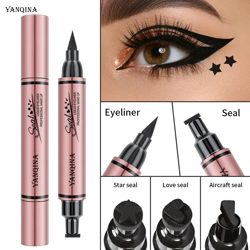 アイライナースタンプシールペン長持ち防水速乾性ダブルエンドア - Waterproof Liquid Eyeliner Pen のレビューと価格