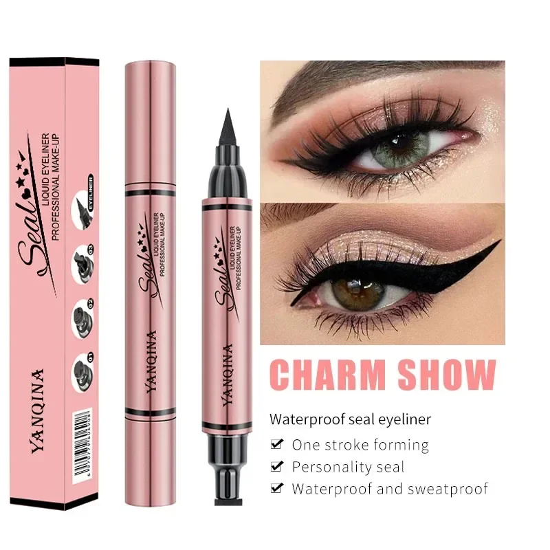 アイライナースタンプシールペン長持ち防水速乾性ダブルエンドア - Waterproof Liquid Eyeliner Pen のレビューと価格