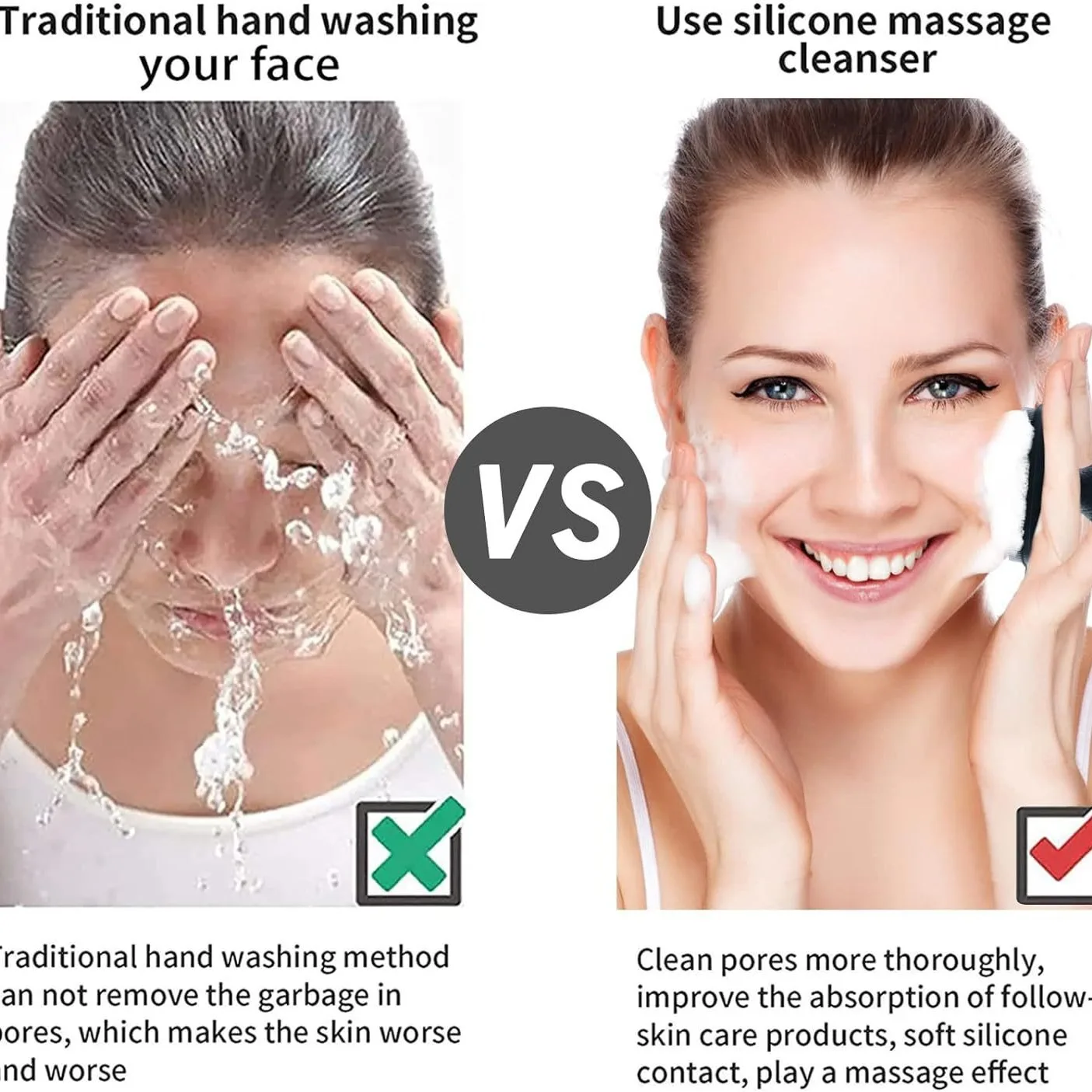 男性と女性のためのシリコンフェイススクラバー、洗顔ブラシ、シ - Silicone Face Scrubber Electric のレビューと価格