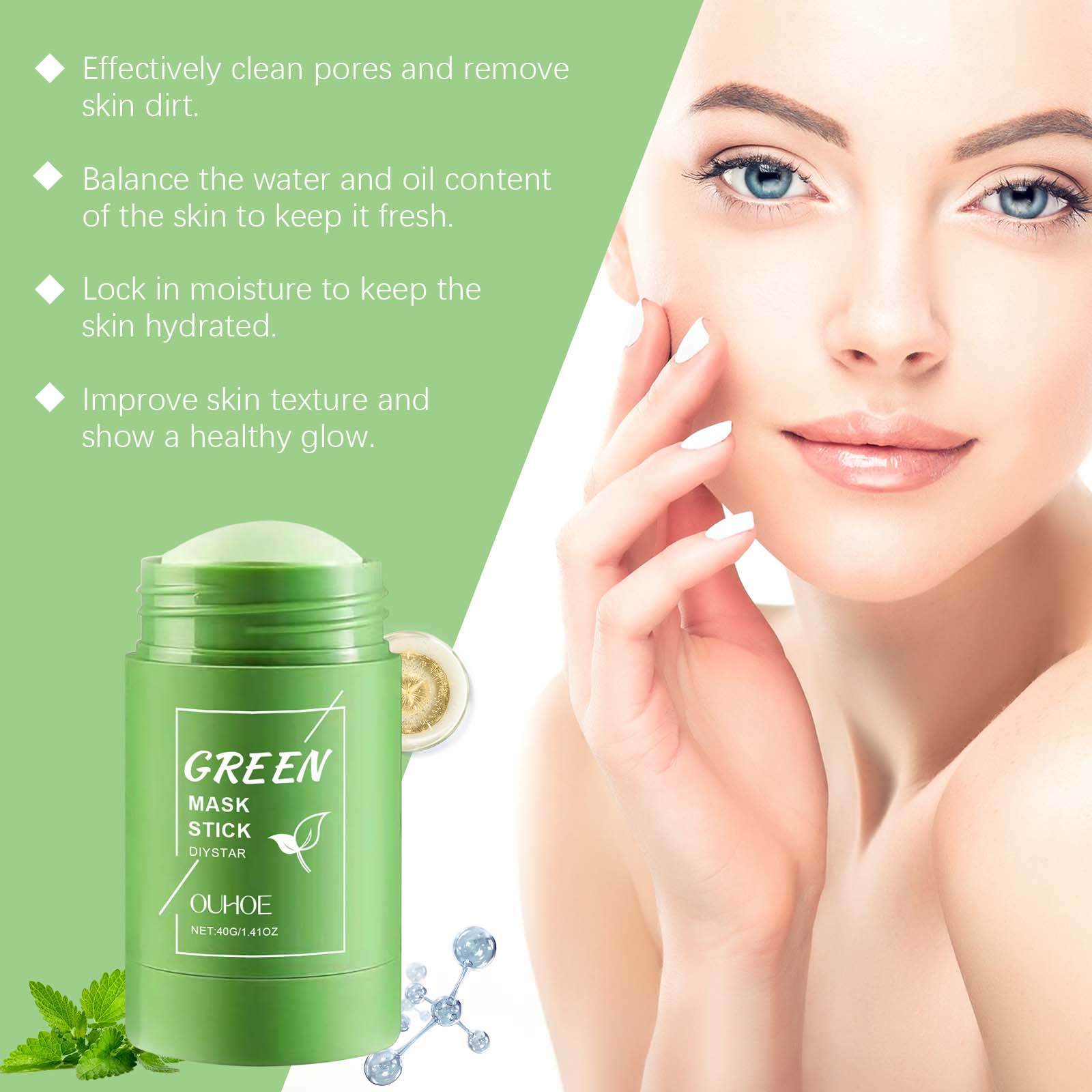 1〜5本入り緑茶クレイスティック、顔用グリーンマスクスティッ - Green Tea Cleansing Clay Mask のレビューと価格
