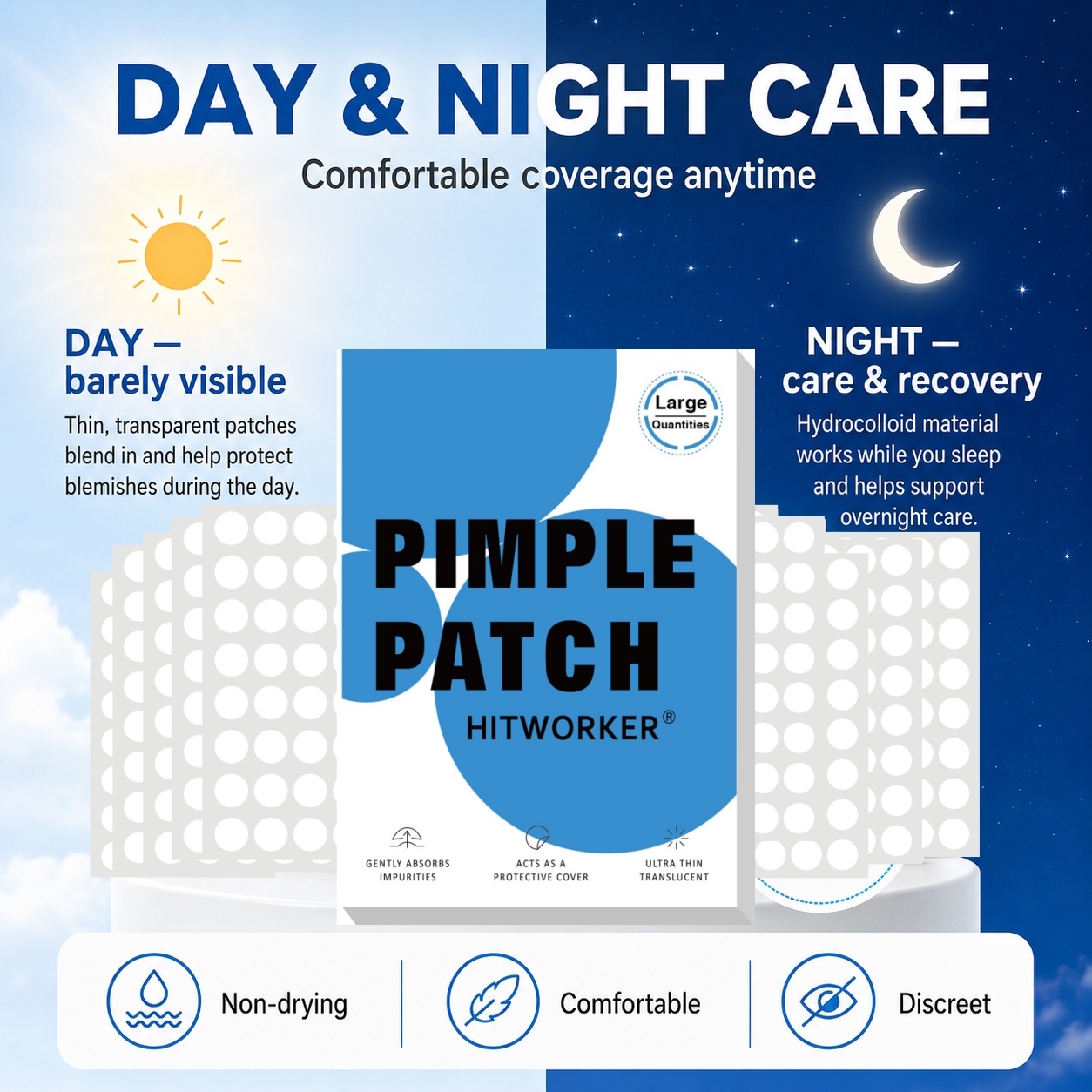 800枚入りハイドロコロイドニキビパッチ、目立たない傷跡隠し - Hydrocolloid Pimple Patch のレビューと価格
