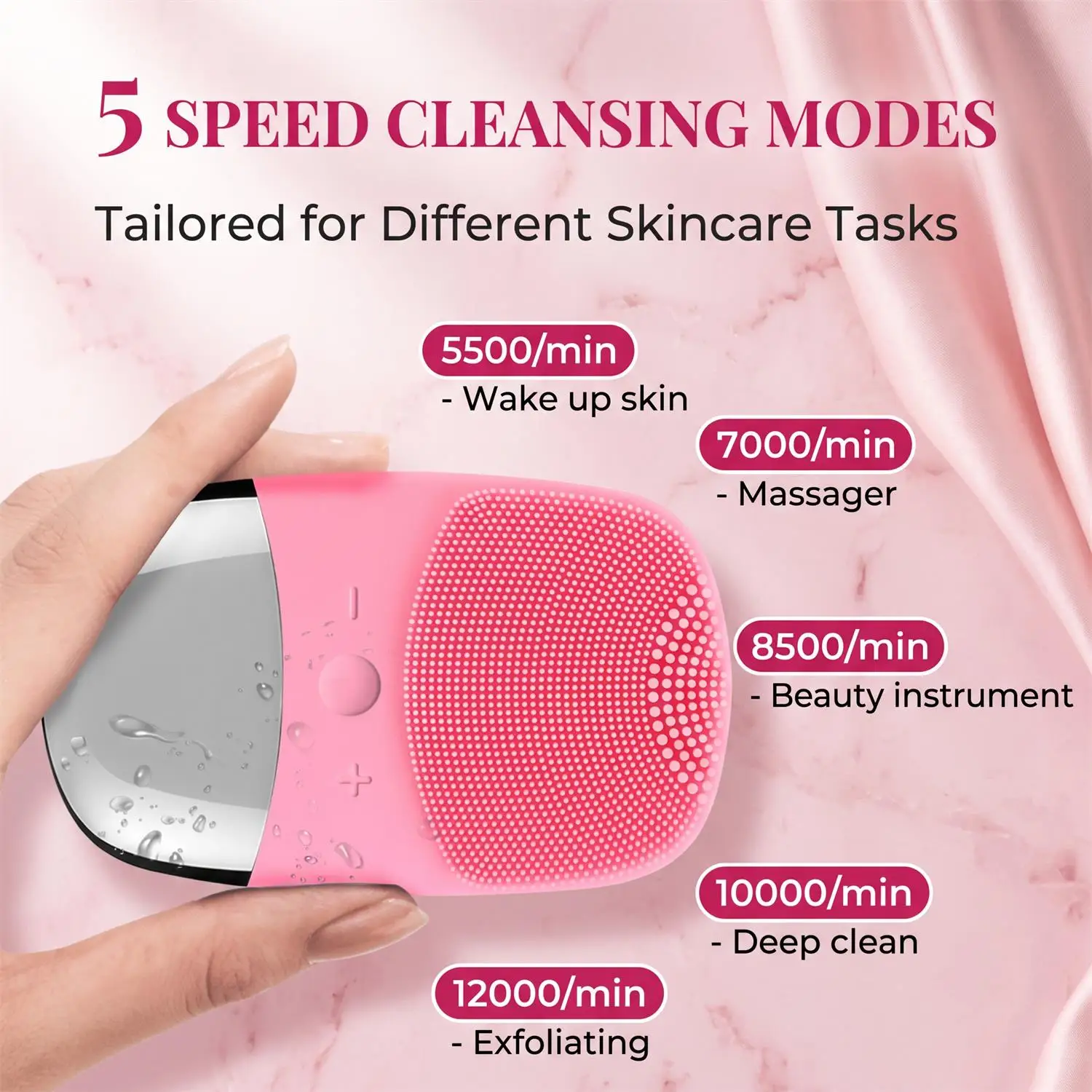 電動シリコン製洗顔ブラシ、超音波振動によるマッサージ機能付き - Silicone Face Scrubber Electric のレビューと価格