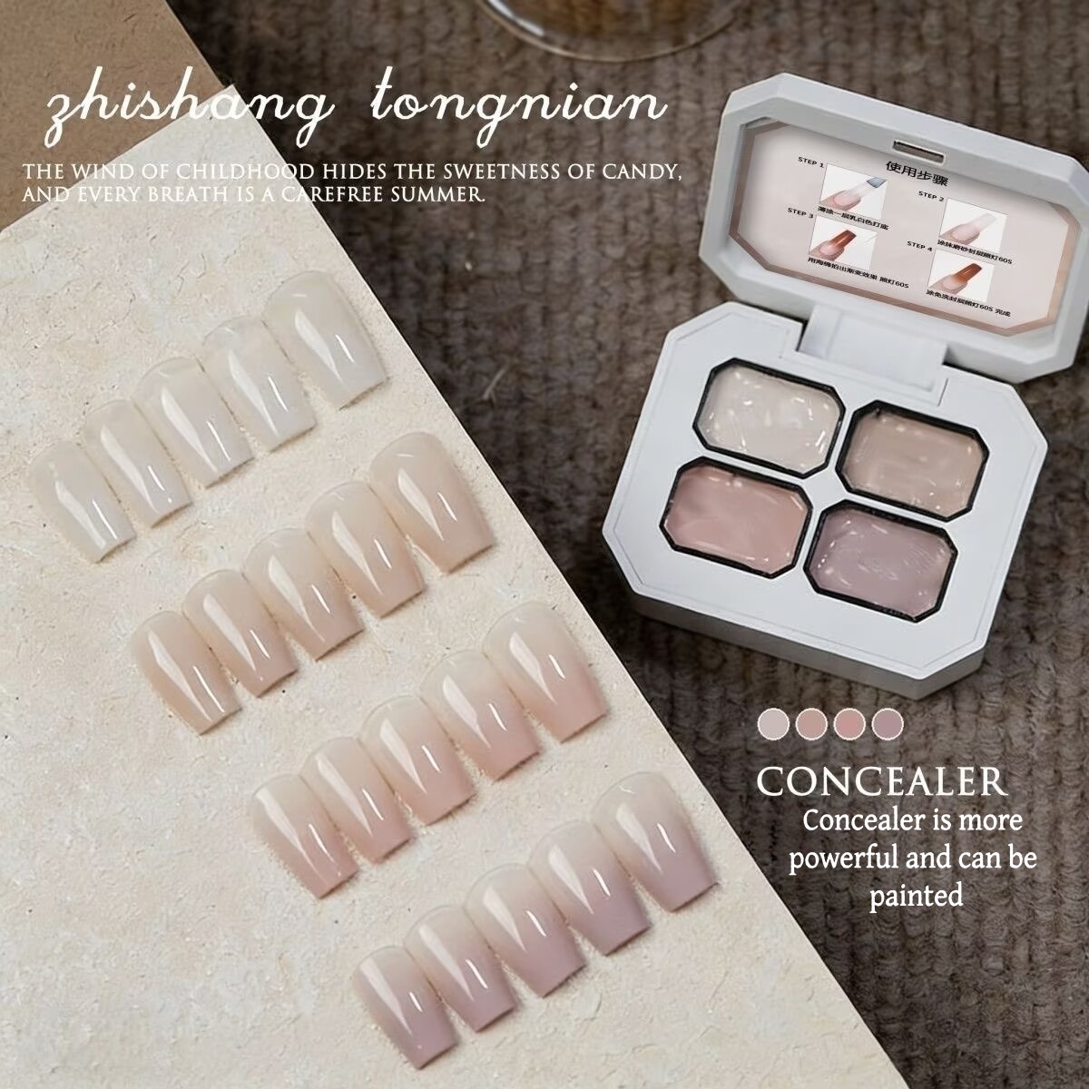 4色グラデーションピンク、ヌードペイントジェルネイルアート、 - Nail Art のレビューと価格